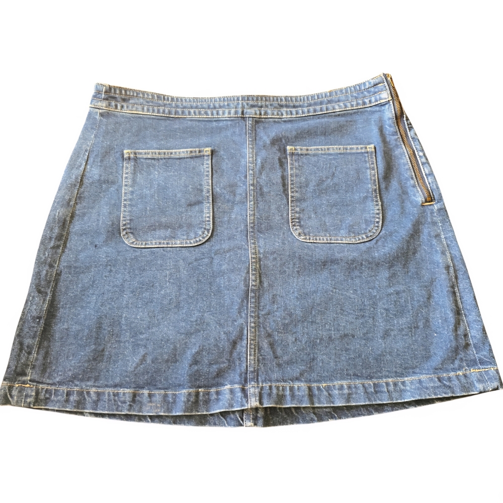 LOFT Classic Blue Denim Patch Pocket Mini Skirt Sz 12